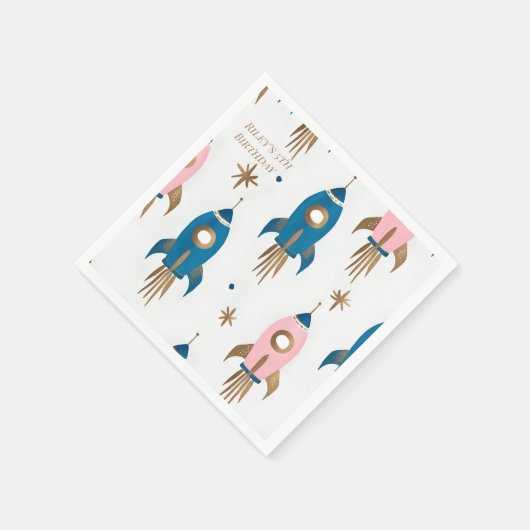 Servilleta De Papel Cumpleaños Cohetes Pink Blue Serviette (Ecke)