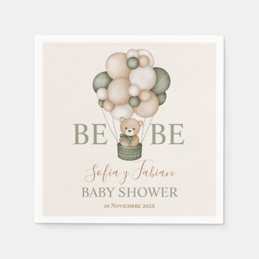 Servilletas De Papel Teddy Bear Baby Shower Boes Serviette (Vorderseite)