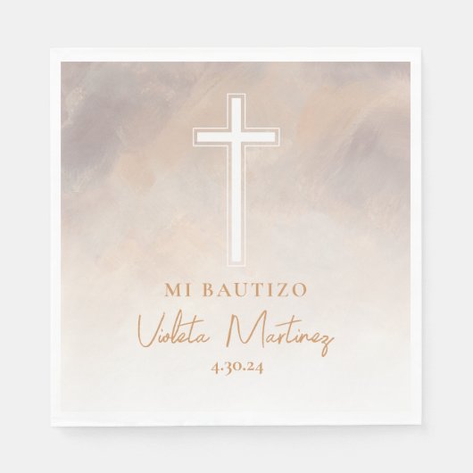 Servilletas Mi Bautizo Morada Spanien Napkins Serviette (Vorderseite)