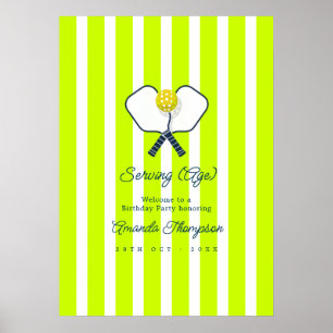 Serving (Alter) Neon Pickleball Geburtstags-Willko Poster