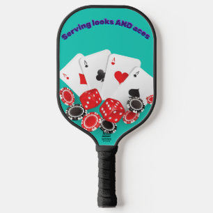 Serving Looks und Assse   Lustiges Casino-Poker-Pi Pickleball Schläger