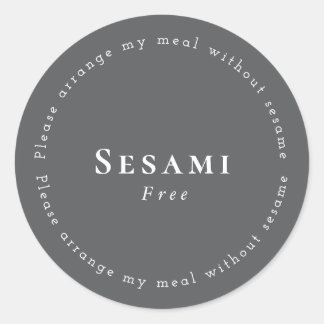 Sesame-Free Request Sticker, Dark-gray - White Runder Aufkleber