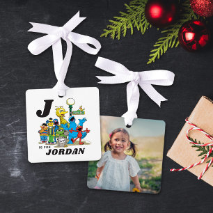 Sesame Freunde   Personalisierter Name mit Foto Ornament Aus Metall