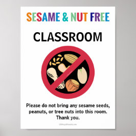 Sesame & Nut Free Klassenzimmer Custom Allergie Sc Poster