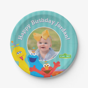 Sesame Pals Birthday Pattern Pappteller