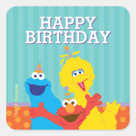Sesame Pals Birthday Pattern Quadratischer Aufkleber