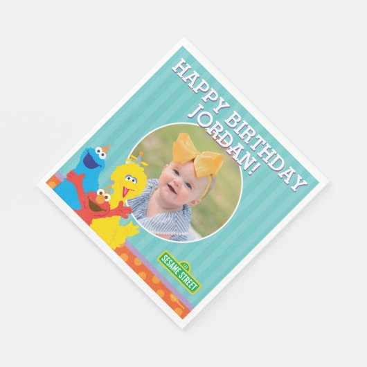 Sesame Pals Birthday Pattern Serviette (Ecke)