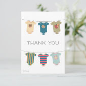 Sesame Pals Bodysuits Baby Shower Dankeskarte (Stehend Vorderseite)