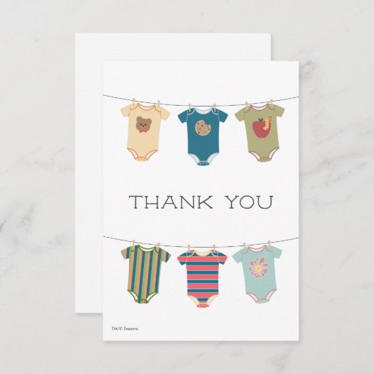Sesame Pals Bodysuits Baby Shower Dankeskarte (Vorne/Hinten)