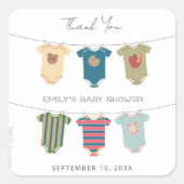 Sesame Pals Bodysuits Baby Shower Thank You Quadratischer Aufkleber (Vorderseite)