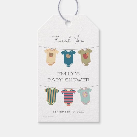 Sesame Pals Bodysuits Kinderdusche Danke Geschenkanhänger (Vorderseite)