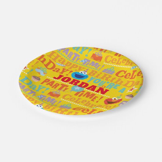 Sesame Pals Celebration Pattern Pappteller (Schrägansicht)
