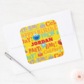 Sesame Pals Celebration Pattern Quadratischer Aufkleber (Umschlag)