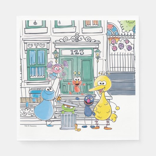 Sesame Pals Doodley Graphic Serviette (Vorderseite)