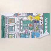 Sesame Pals Doodley Graphic Strandtuch (Vorderseite)