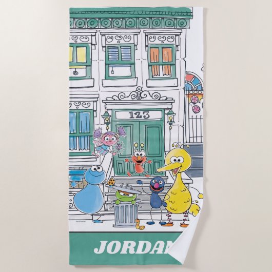 Sesame Pals Doodley Graphic Strandtuch (Vorderseite)