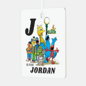 Sesame Pals | Personalisierter Name mit Foto Ornament Aus Metall (Vorderseite links)