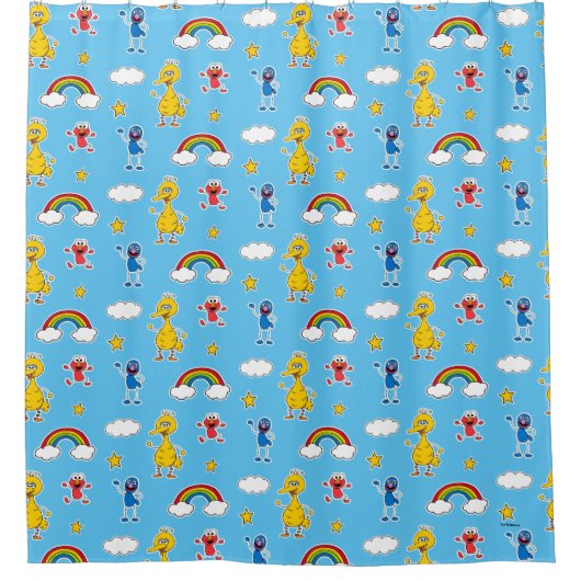 Sesame Pals Rainbow Doodley Pattern Duschvorhang (Vorderseite)