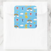 Sesame Pals Rainbow Doodley Pattern Quadratischer Aufkleber (Tasche)