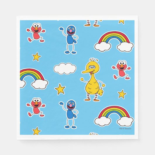 Sesame Pals Rainbow Doodley Pattern Serviette (Vorderseite)