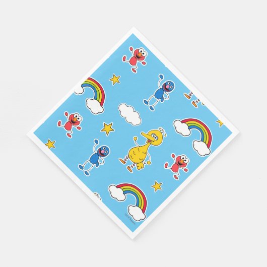 Sesame Pals Rainbow Doodley Pattern Serviette (Ecke)