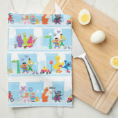 Sesame Pals Spaziergang entlang der Sesamstraße Mu Geschirrtuch (Viertel Falte)