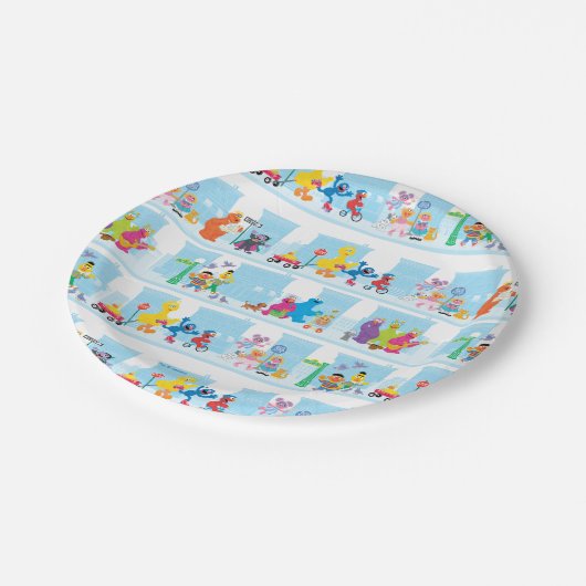 Sesame Pals Spaziergang entlang der Sesamstraße Mu Pappteller (Schrägansicht)