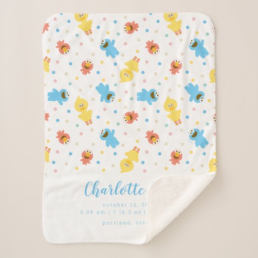Sesame Pals White Polka Dot Birth Stats Sherpadecke (Vorderseite)