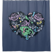 Sesame Sesame | Count von Count Doodle Heart Duschvorhang (Vorderseite)