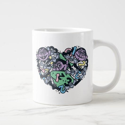 Sesame Sesame | Count von Count Doodle Heart Jumbo-Tasse (Rechts)