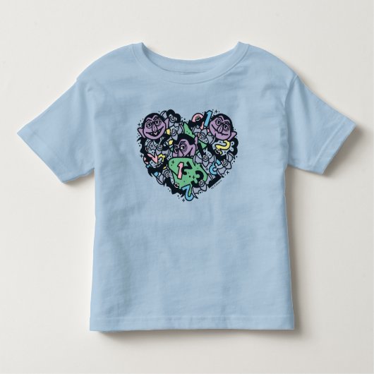 Sesame Sesame | Count von Count Doodle Heart Kleinkind T-shirt (Vorderseite)