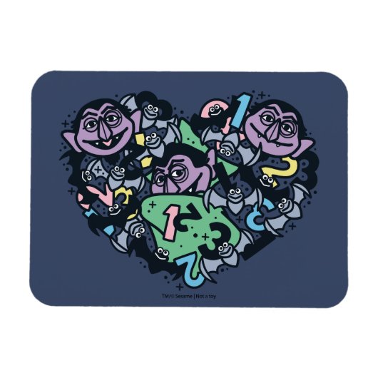 Sesame Sesame | Count von Count Doodle Heart Magnet (Horizontal)