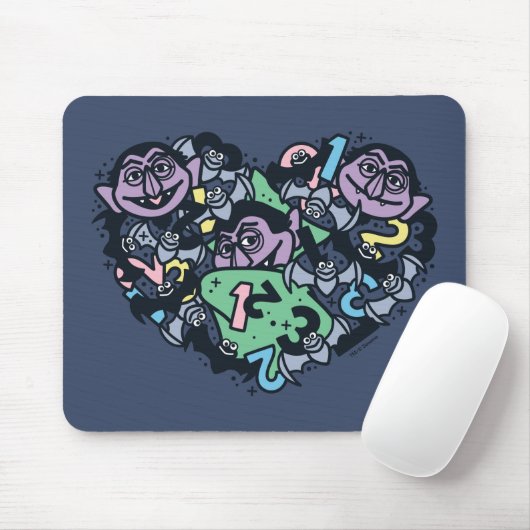 Sesame Sesame | Count von Count Doodle Heart Mousepad (Mit Mouse)