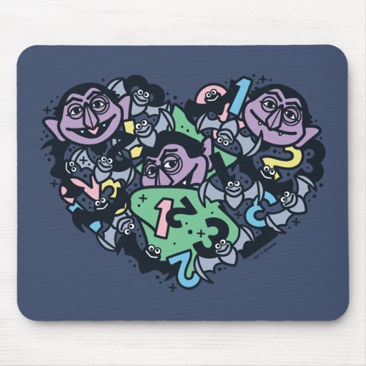 Sesame Sesame | Count von Count Doodle Heart Mousepad (Vorne)