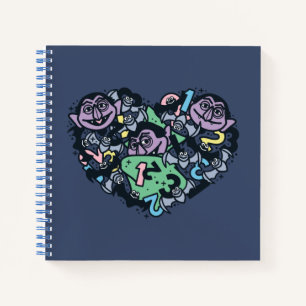 Sesame Sesame Count von Count Doodle Heart Notizblock