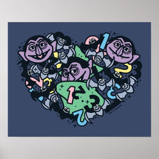 Sesame Sesame | Count von Count Doodle Heart Poster (Vorne)