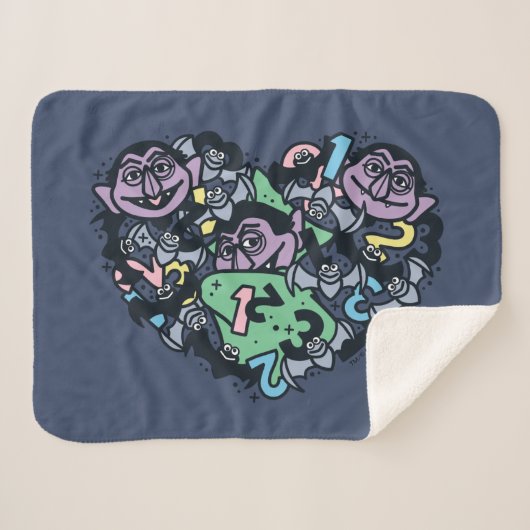 Sesame Sesame | Count von Count Doodle Heart Sherpadecke (Vorderseite (Horizontal))
