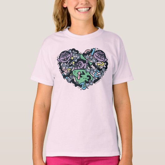 Sesame Sesame | Count von Count Doodle Heart T-Shirt (Vorderseite)