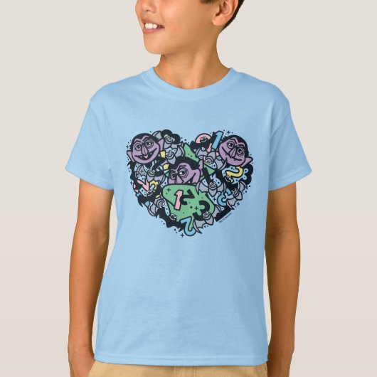 Sesame Sesame | Count von Count Doodle Heart T-Shirt (Vorderseite)