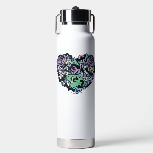 Sesame Sesame | Count von Count Doodle Heart Trinkflasche (Vorderseite)
