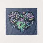 Sesame Sesame | Count von Count Doodle Heart Wandteppich (Vorderseite (Horizontal))
