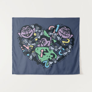 Sesame Sesame Count von Count Doodle Heart Wandteppich