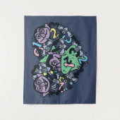 Sesame Sesame | Count von Count Doodle Heart Wandteppich (Vorderseite)