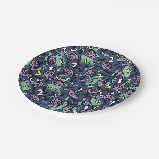 Sesame Sesame | Count von Count Doodle Pattern Pappteller (Schrägansicht)