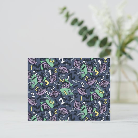 Sesame Sesame | Count von Count Doodle Pattern Postkarte (Stehend Vorderseite)