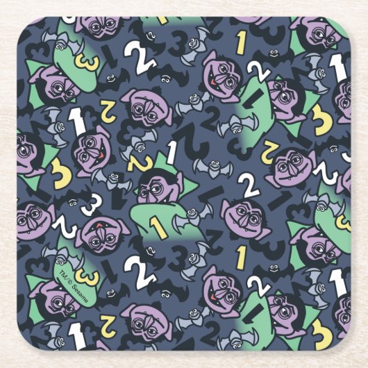 Sesame Sesame | Count von Count Doodle Pattern Rechteckiger Pappuntersetzer (Vorderseite)