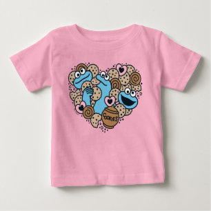 Sesame Sesame Krümelmonster-Doodle-Herz Baby T-shirt