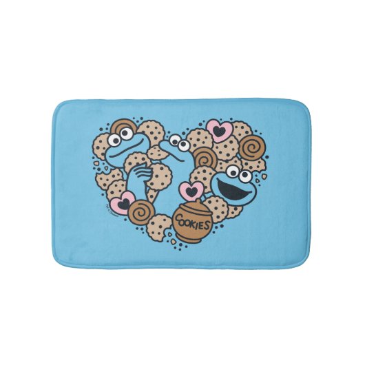 Sesame Sesame | Krümelmonster-Doodle-Herz Badematte (Vorderseite)