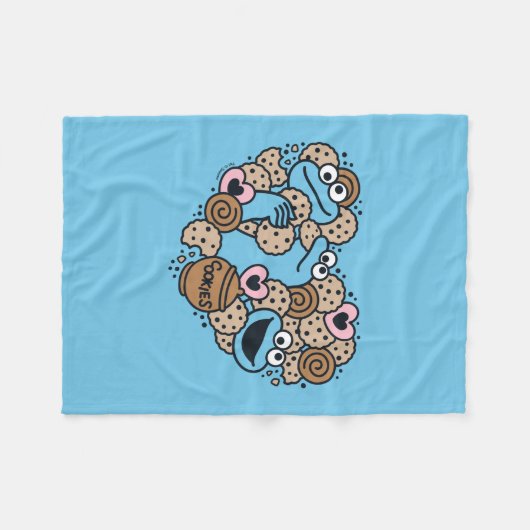 Sesame Sesame | Krümelmonster-Doodle-Herz Fleecedecke (Vorderseite (Horizontal))