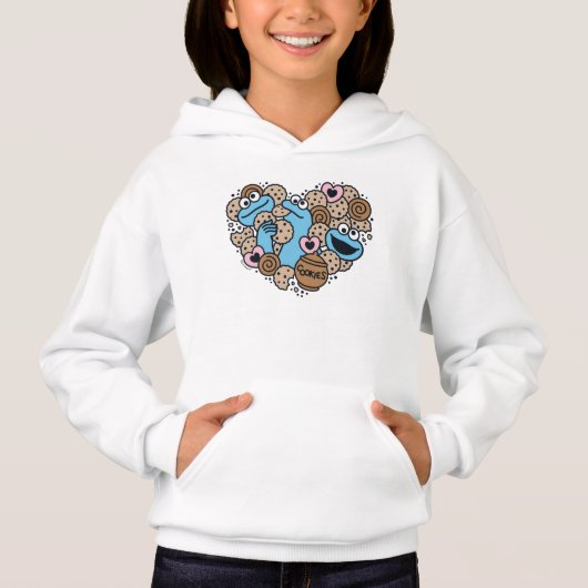 Sesame Sesame | Krümelmonster-Doodle-Herz Hoodie (Vorderseite)